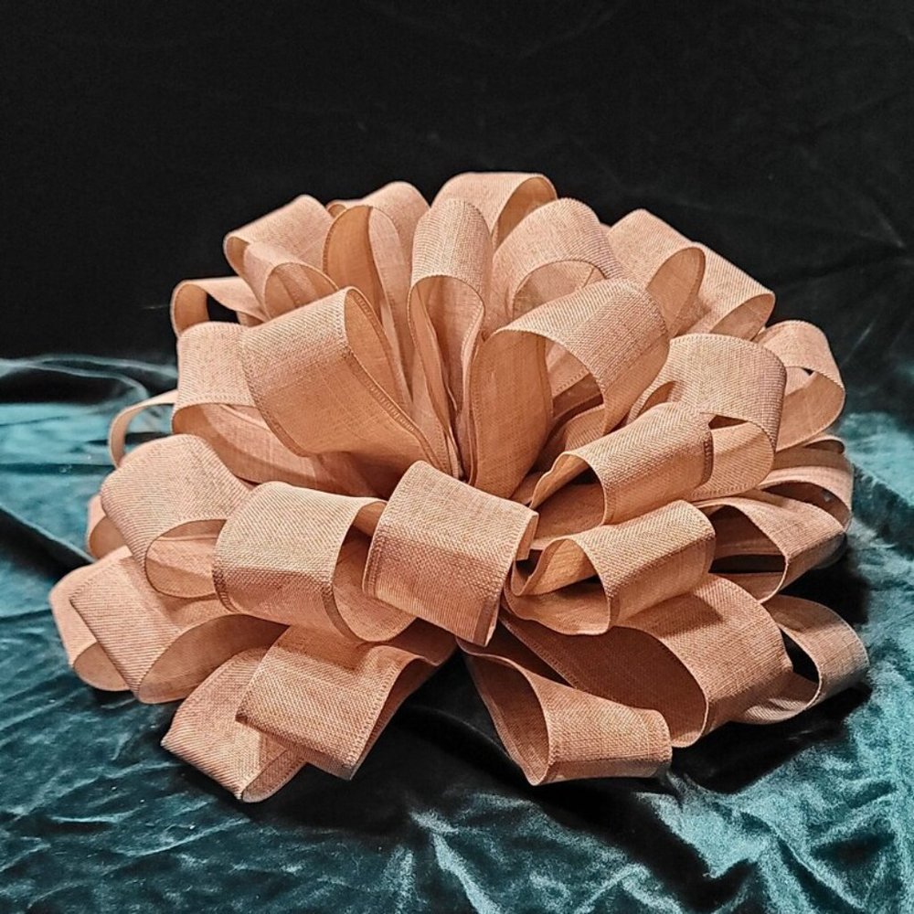 Christmas Tree Bow‎ Topper, Beige / Tan Tree Topper Bow, Tree Topper 44 Loop